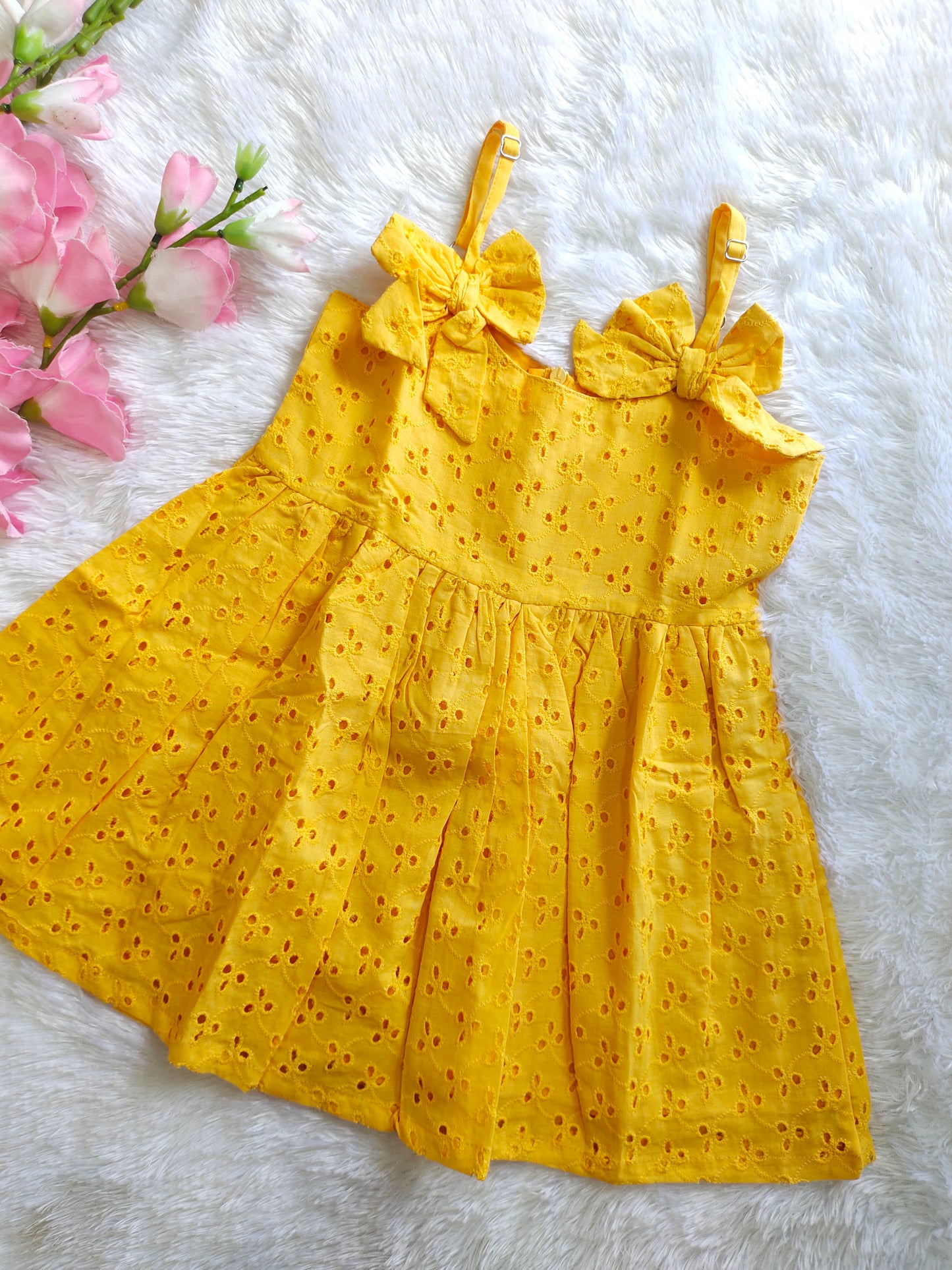 Sleeveless Frock with Bow Shoulder Detail