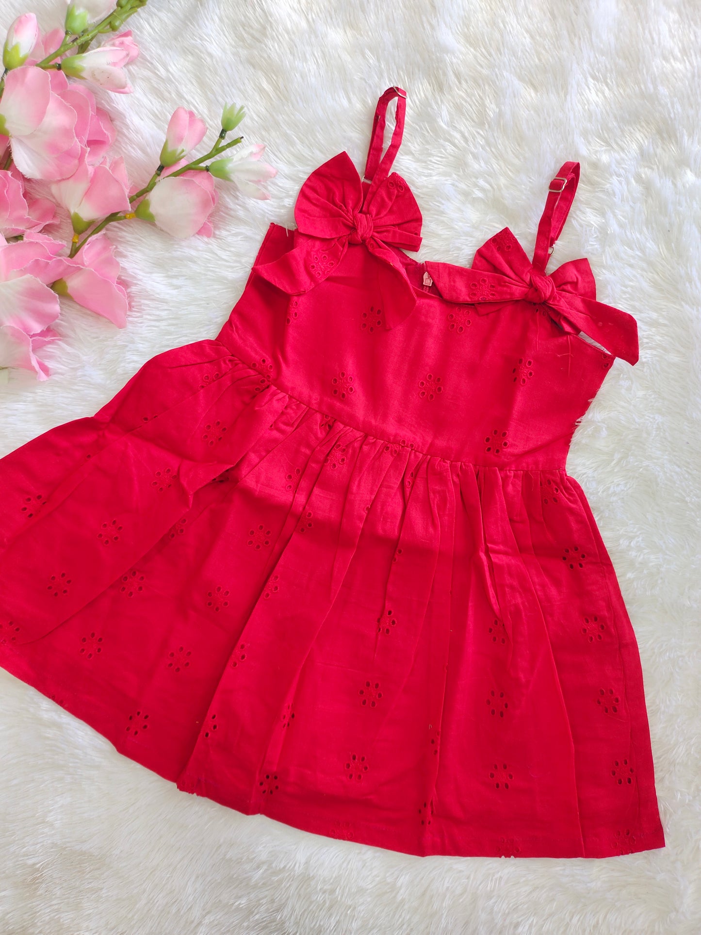 Sleeveless Frock with Bow Shoulder Detail