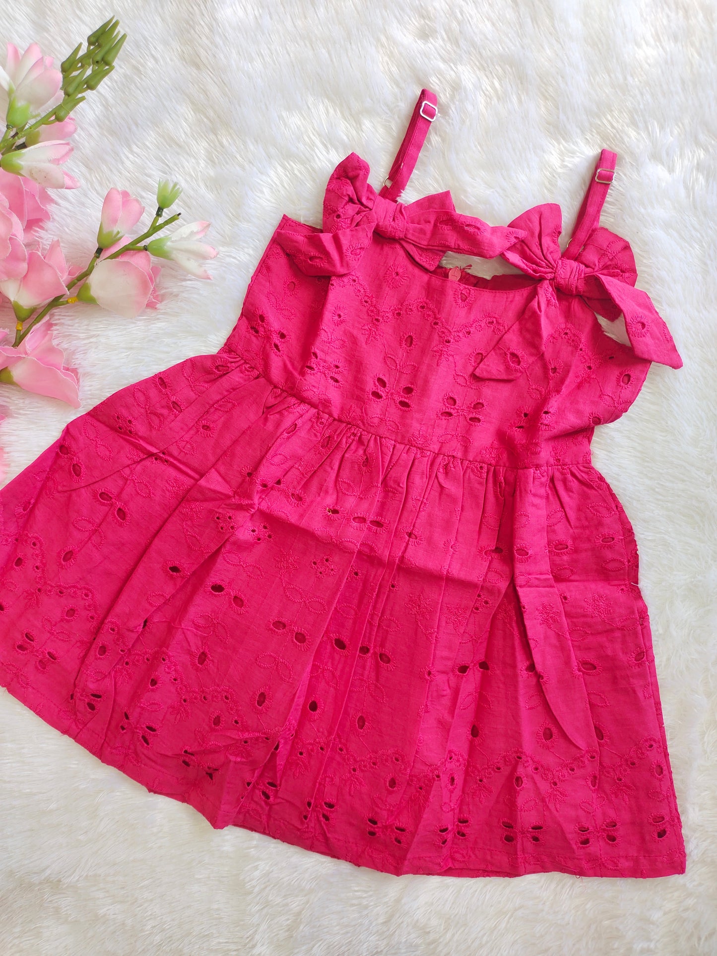 Sleeveless Frock with Bow Shoulder Detail