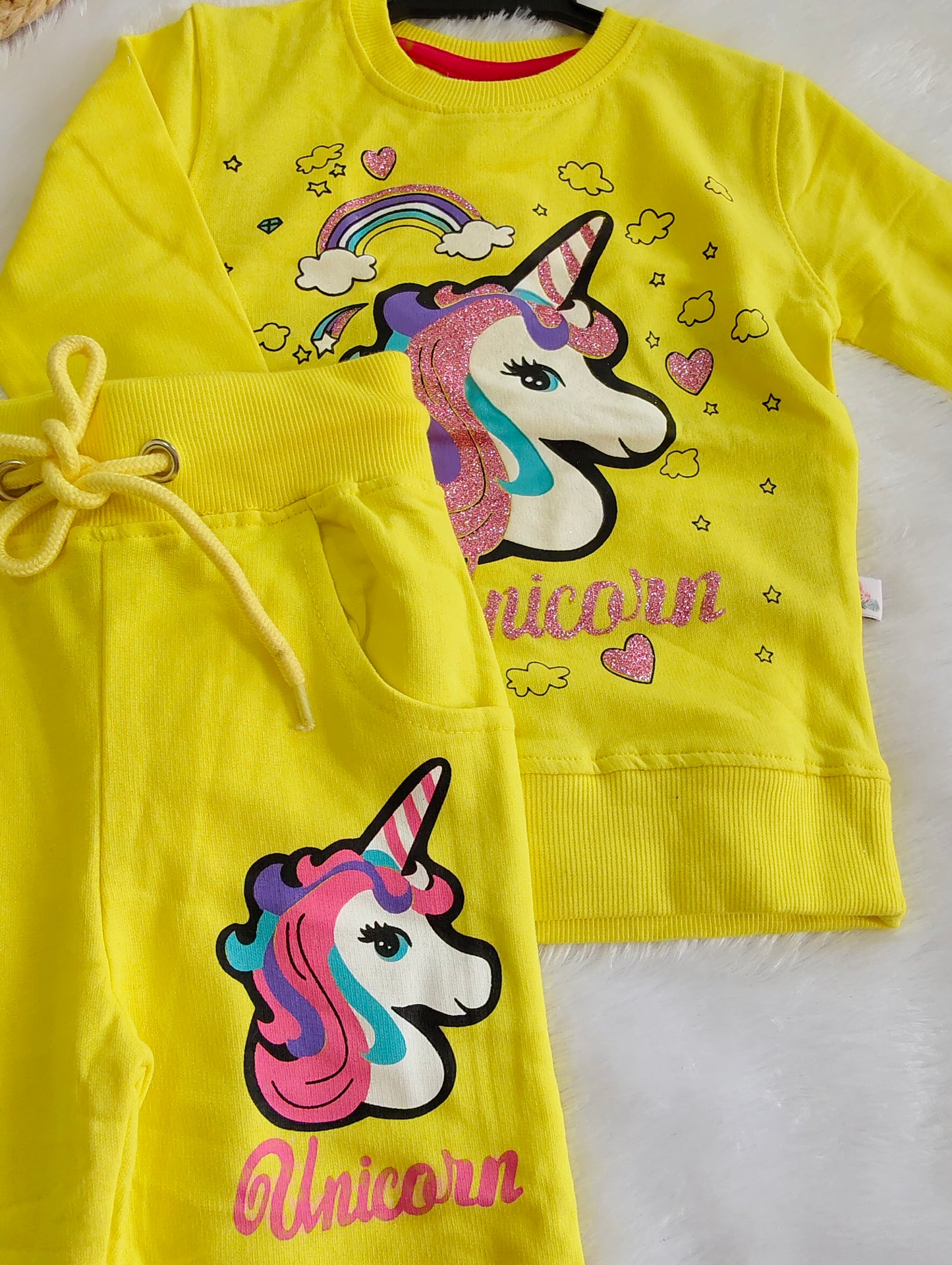 Micky and Unicorn cords non-fleece loopknit fabric
