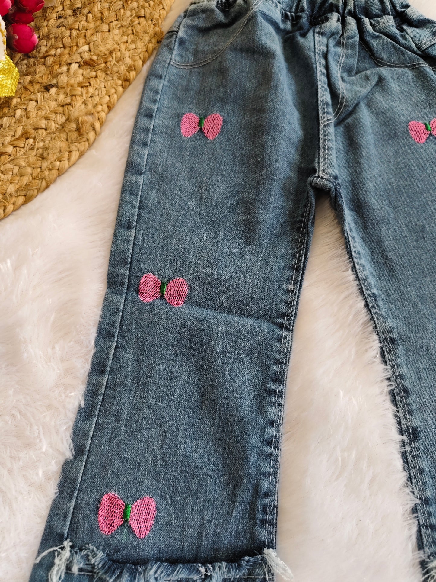 Classy heart and bow denim jeans