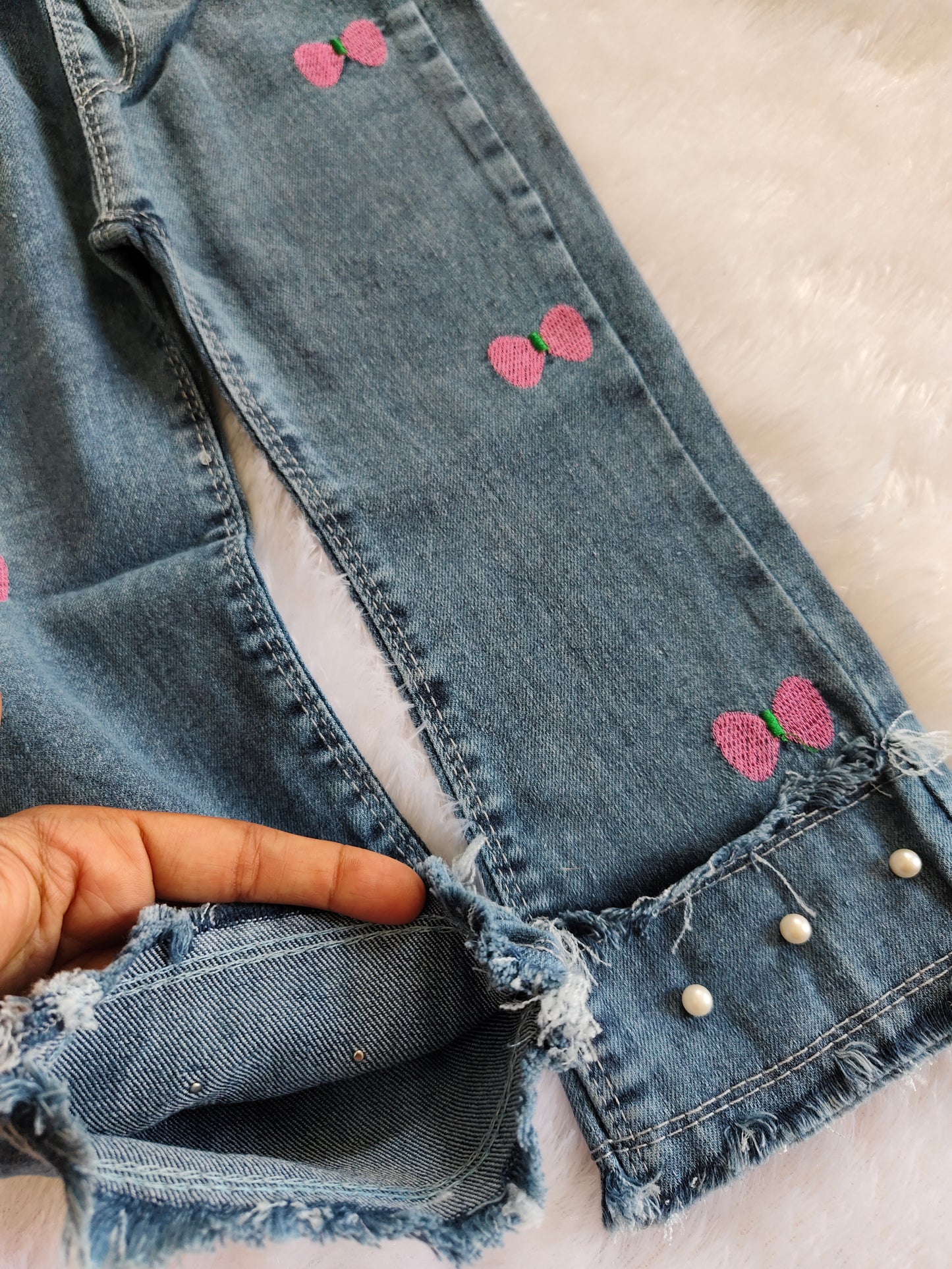 Classy heart and bow denim jeans