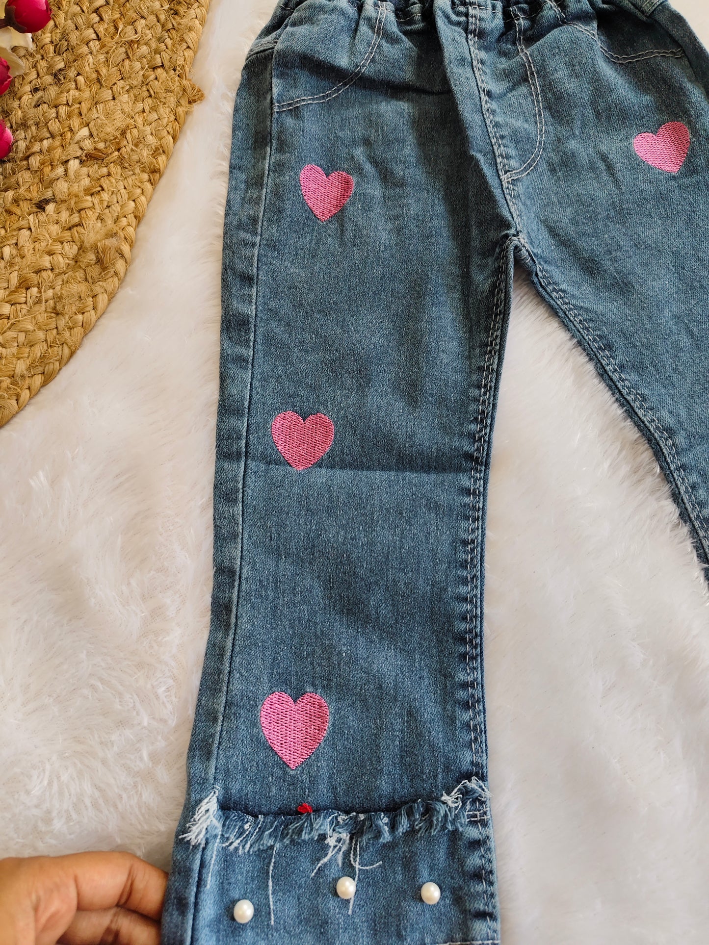 Classy heart and bow denim jeans