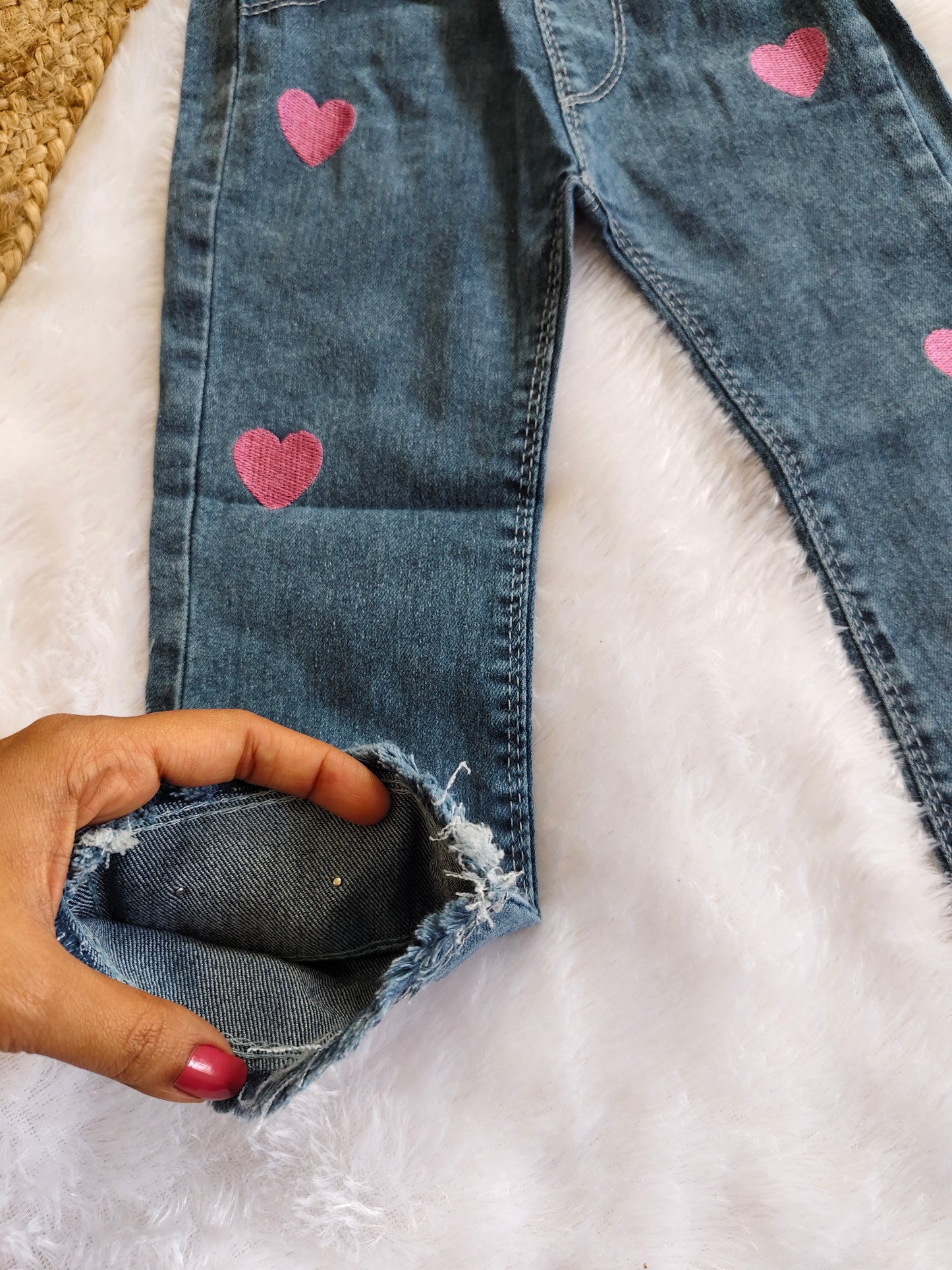 Classy heart and bow denim jeans