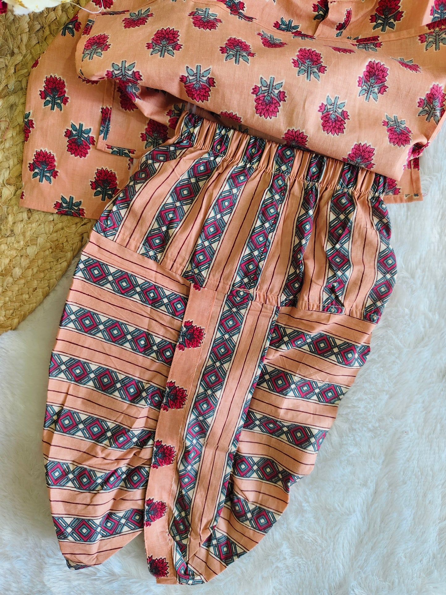 The Peach Blossom Dhoti Set