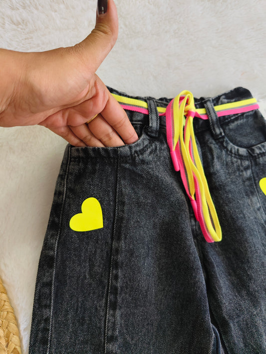 Denim heart design jeans