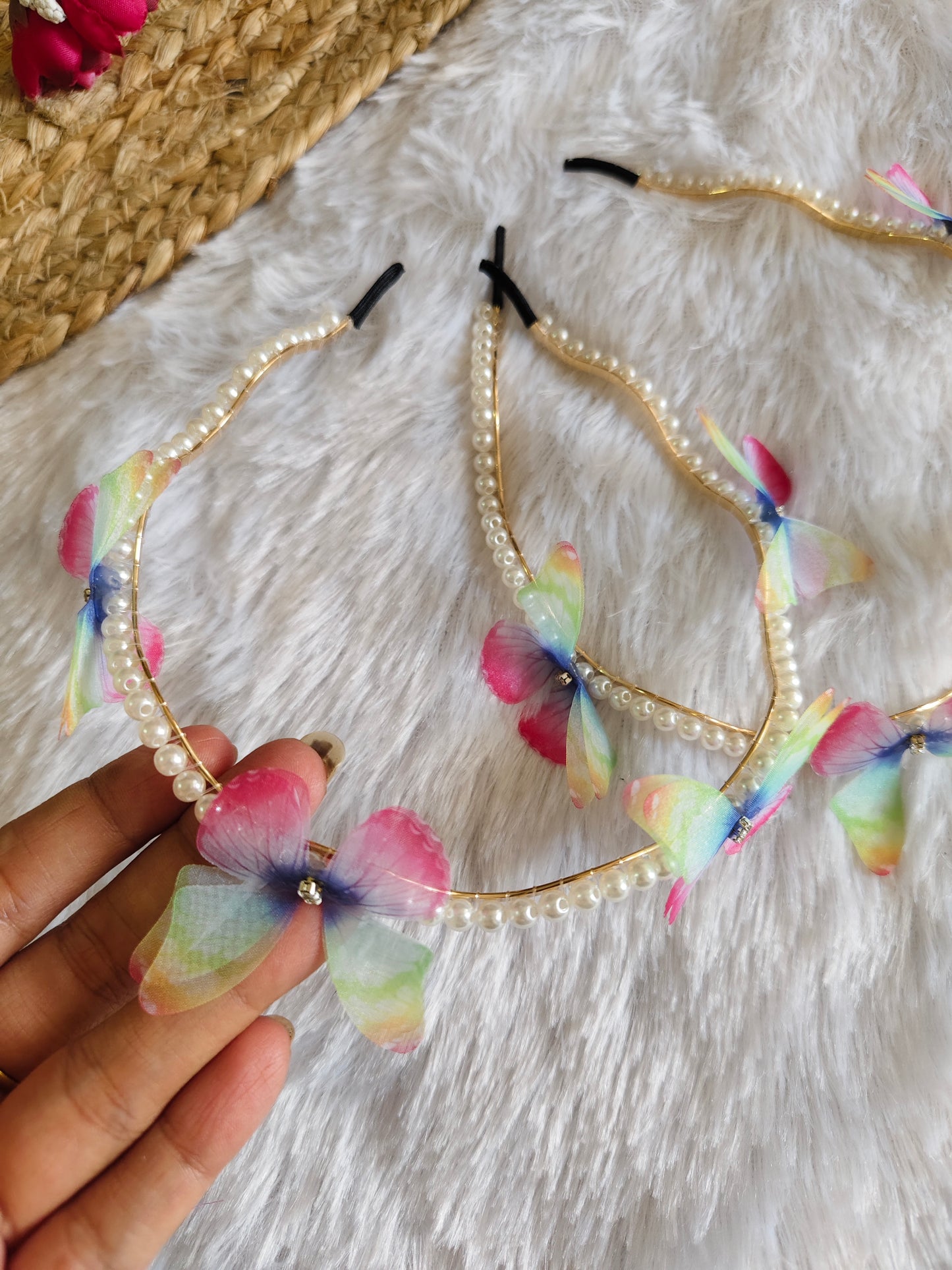 Rainbow Pearl butterfly Headband