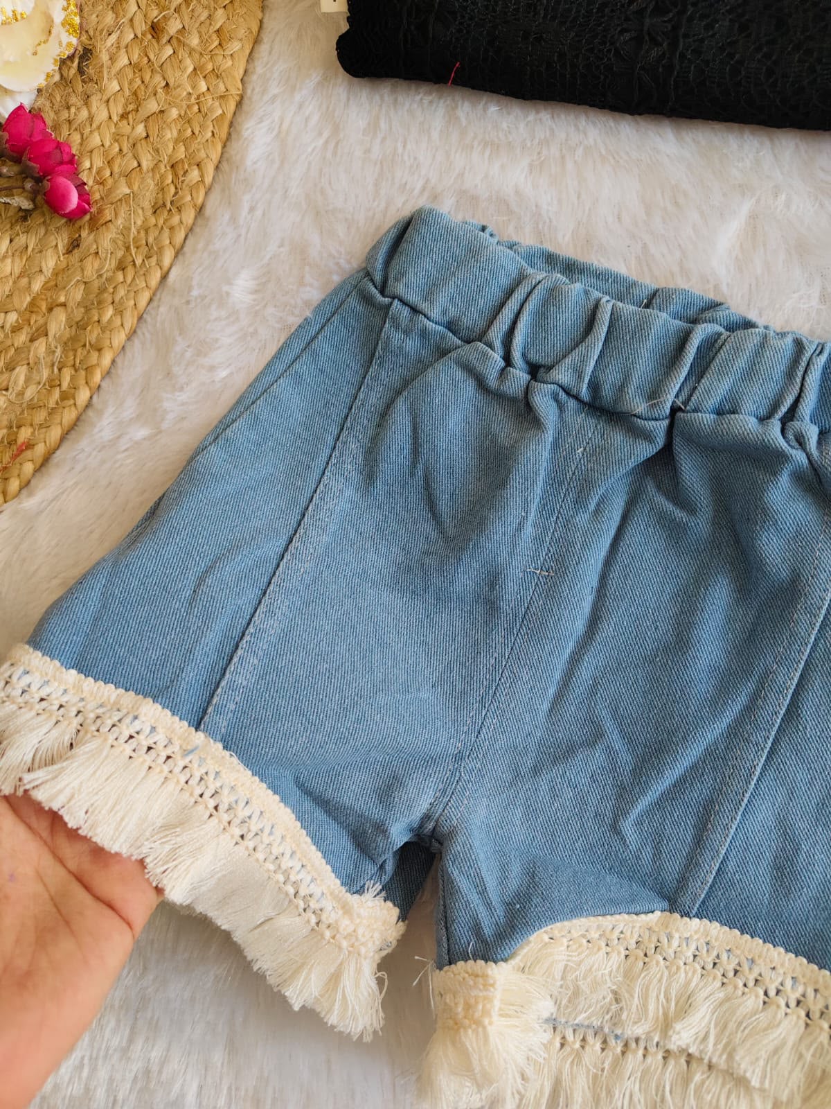 Midnight Lace Indigo Shorts Set