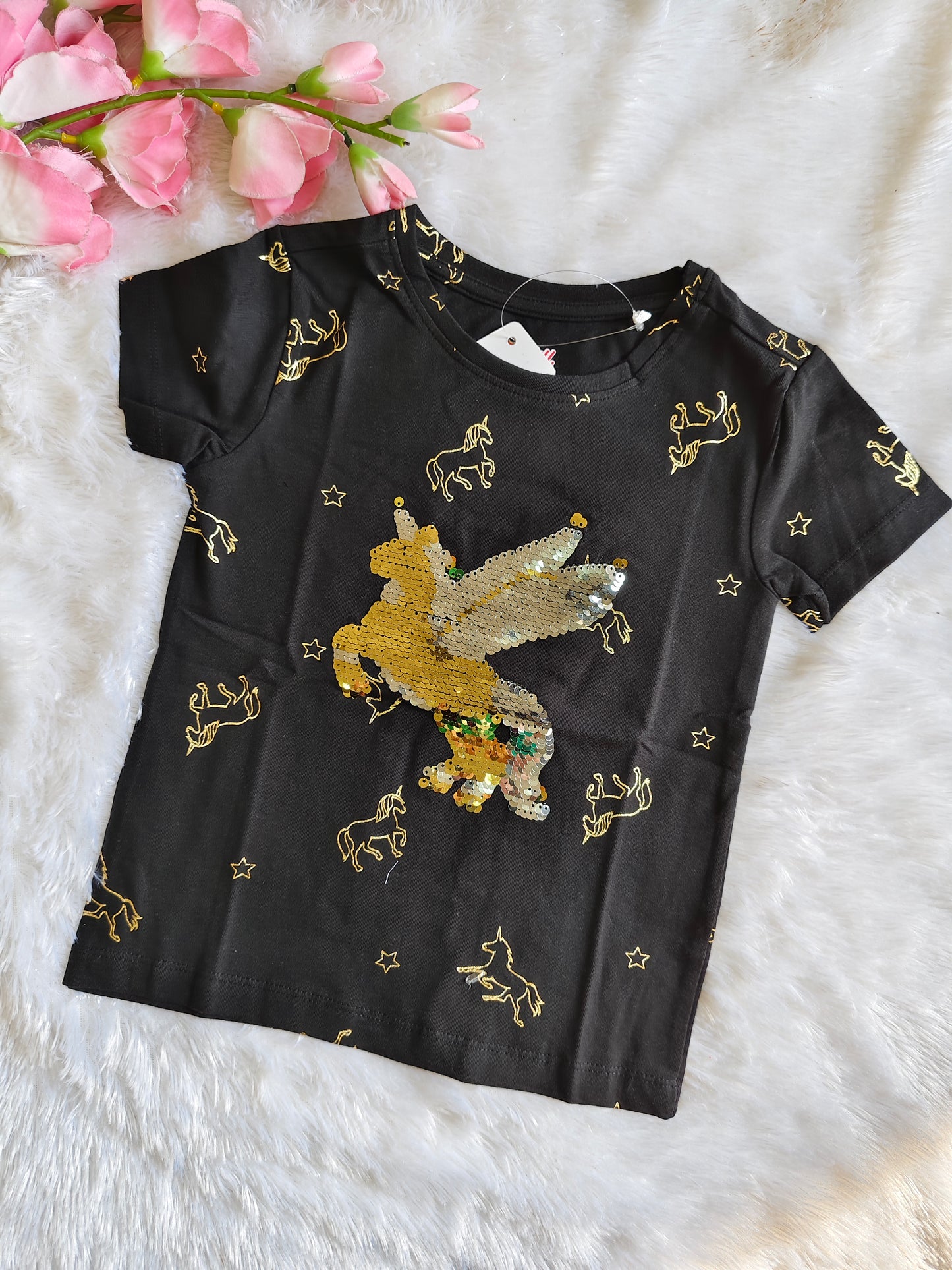 Golden Unicorn Black T-Shirt
