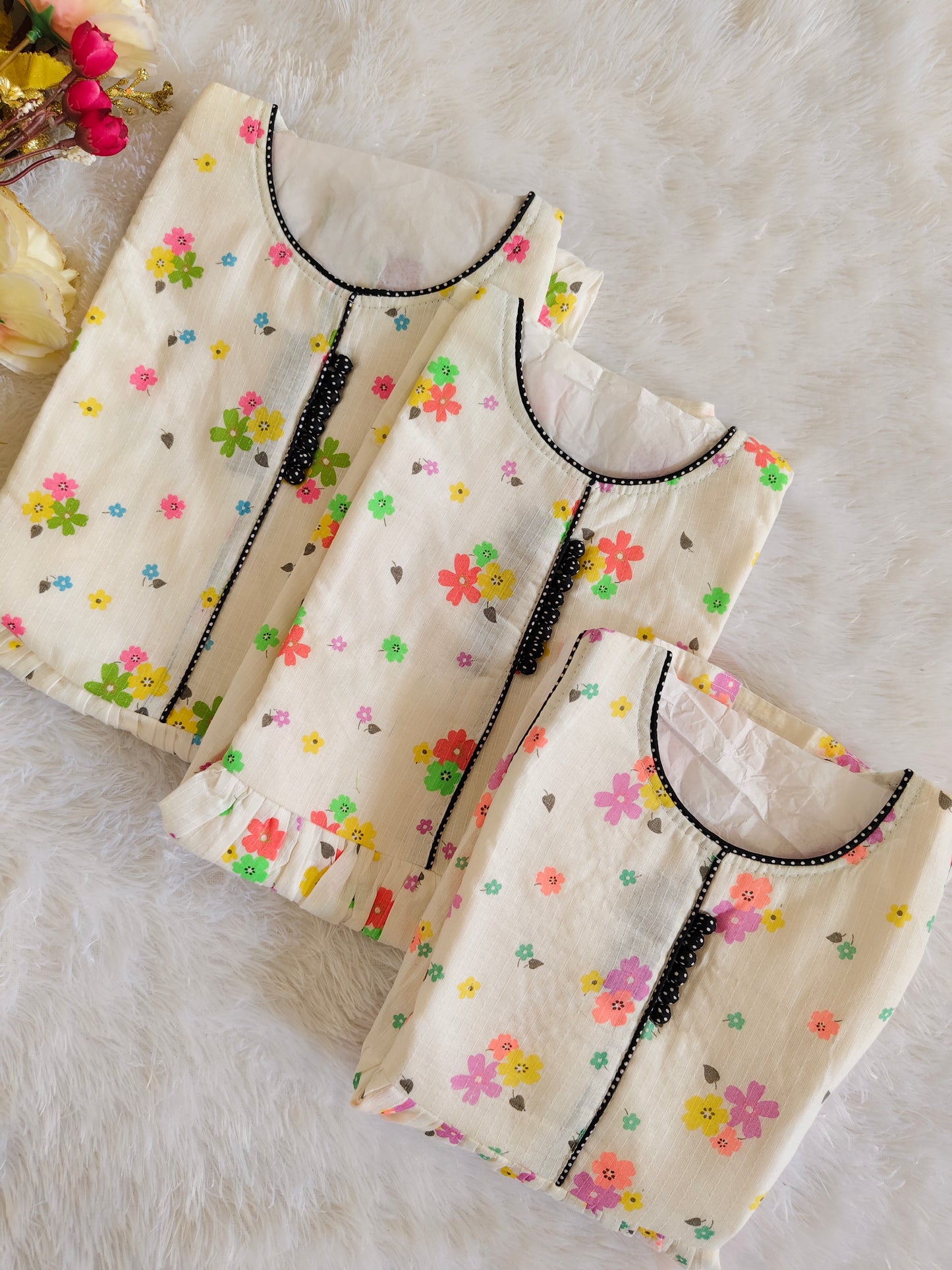 Garden frock (3 different colours of flowers random colour will be coming)