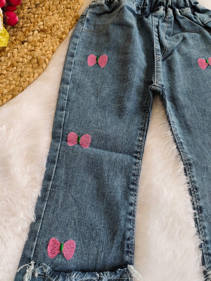 Classy heart and bow denim jeans
