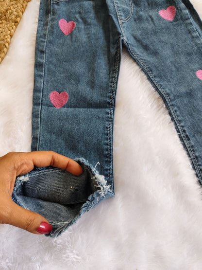 Classy heart and bow denim jeans