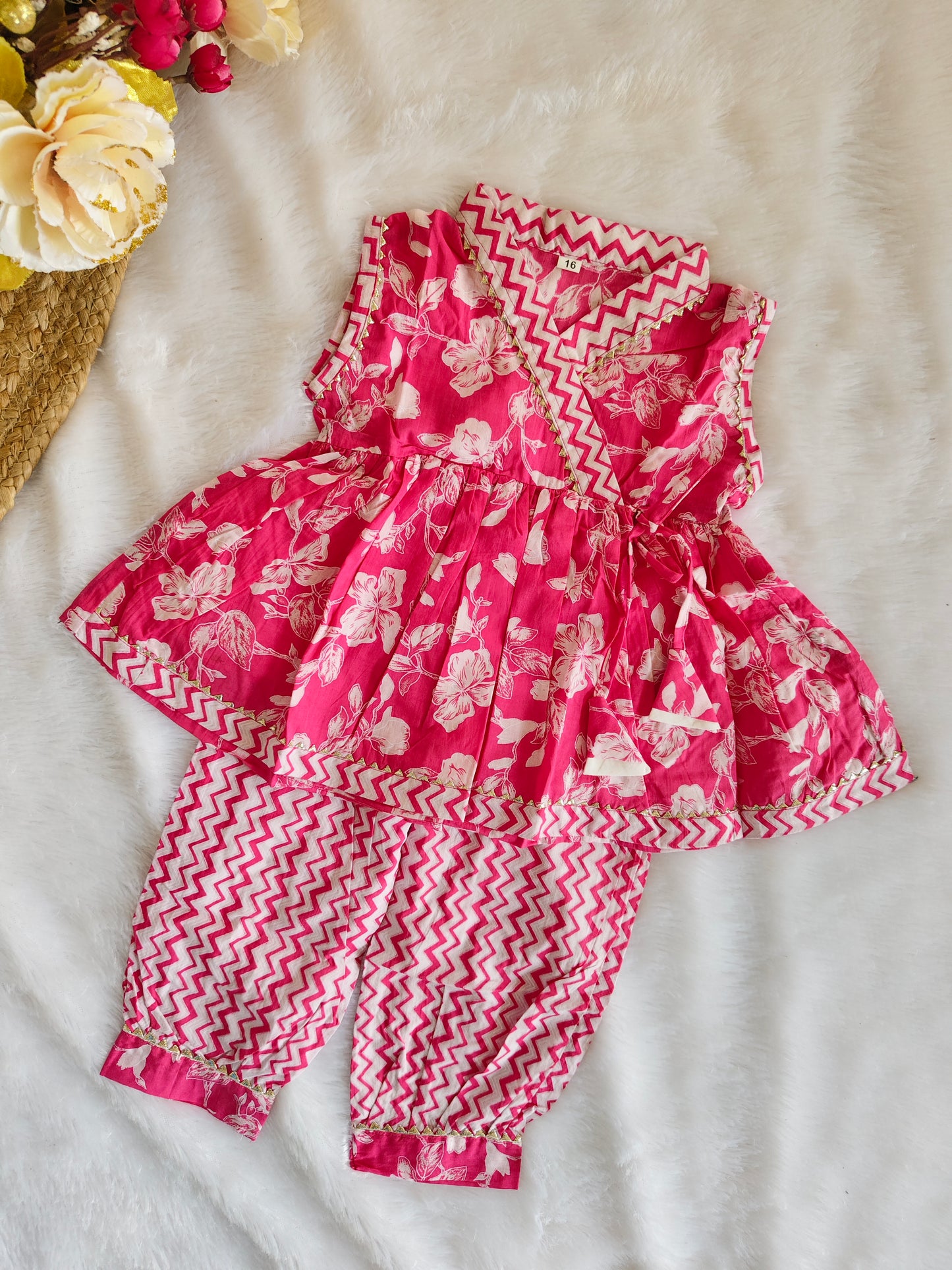 Pink blossom peplum set