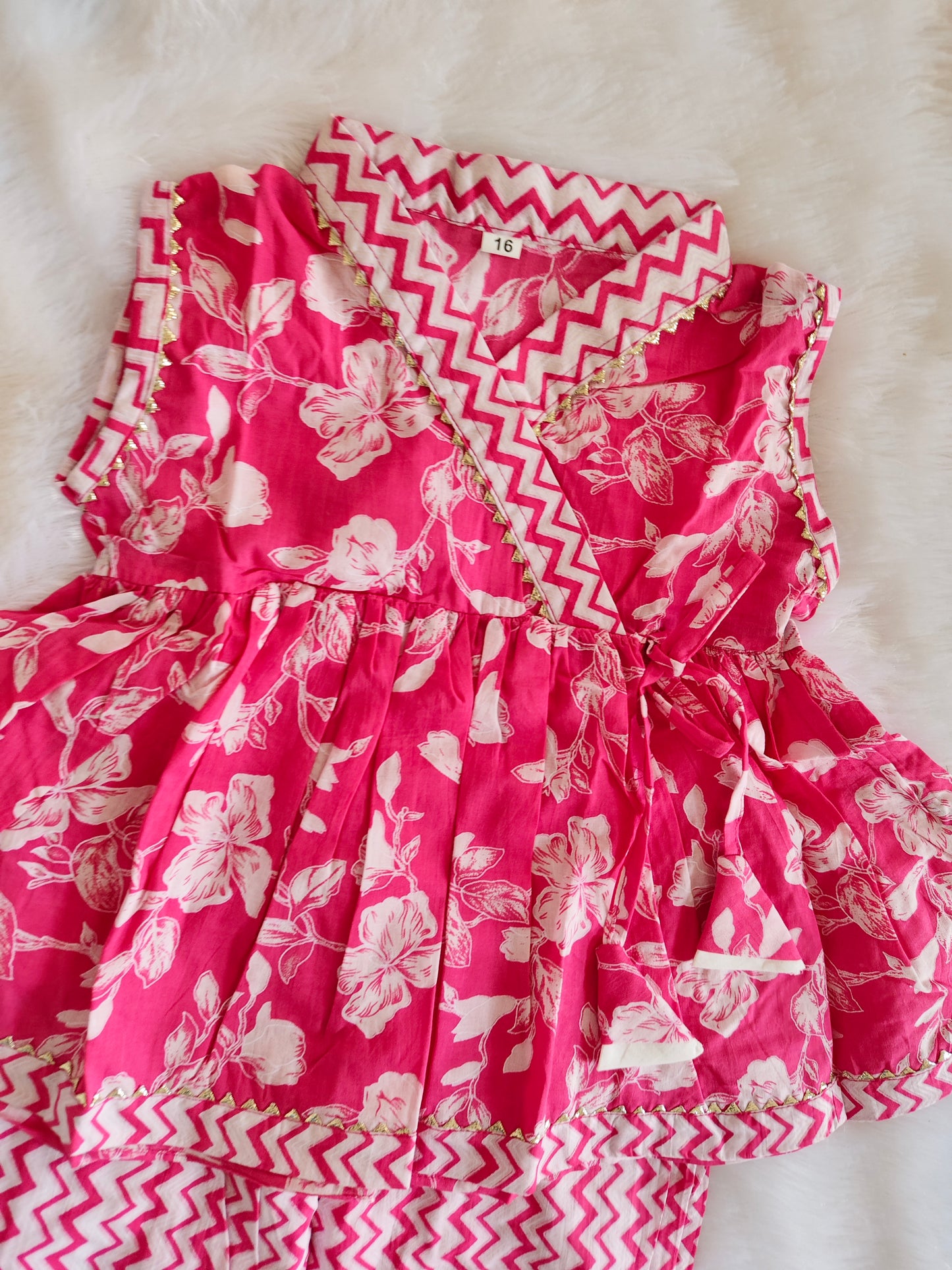 Pink blossom peplum set