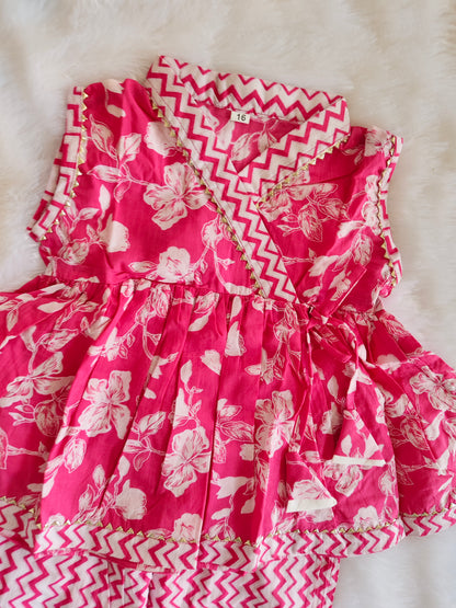 Pink blossom peplum set