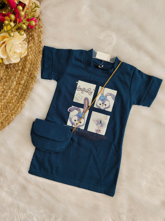 Tshirt dress with sling bag