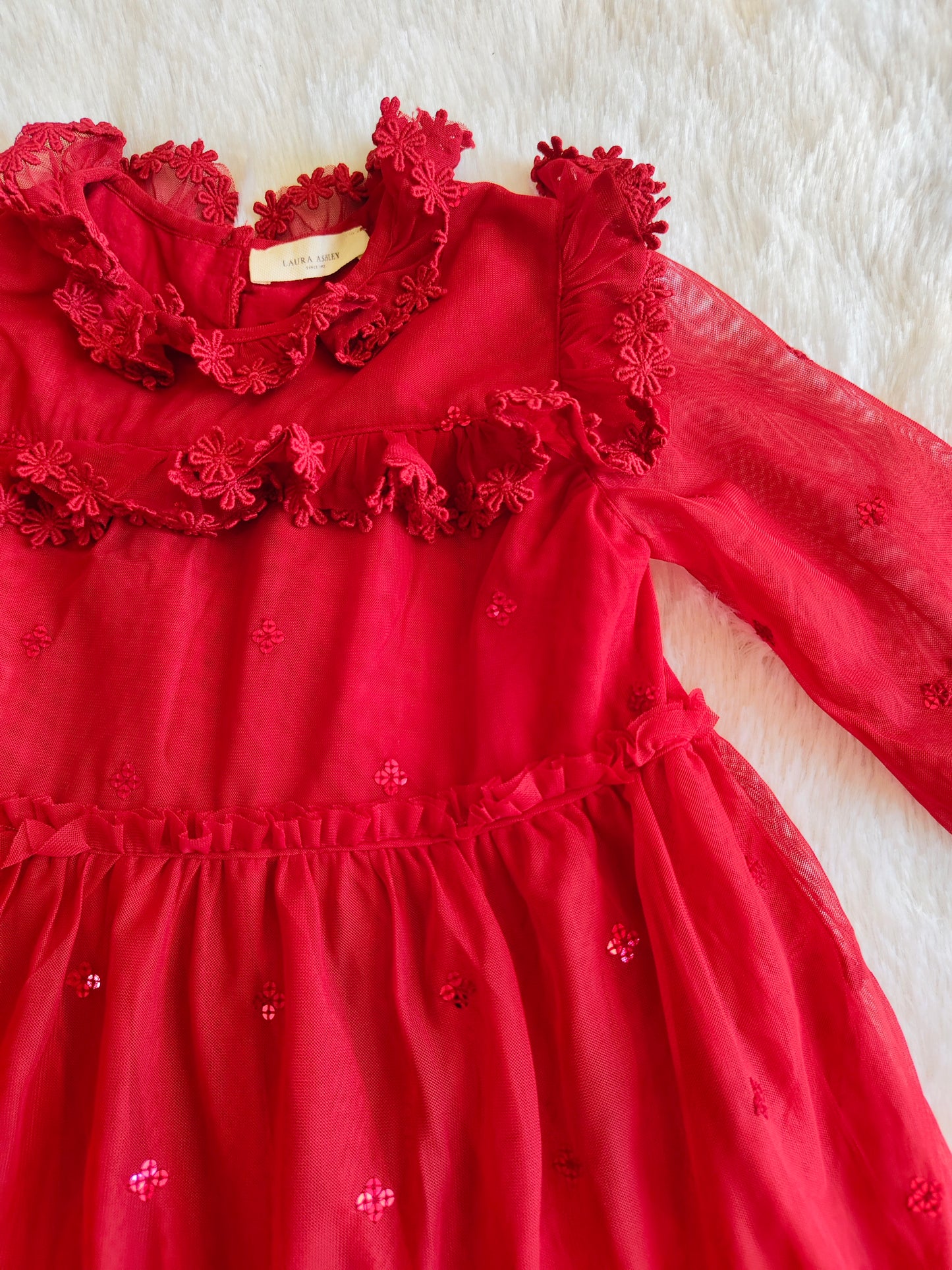 Red rosy ruffle frock