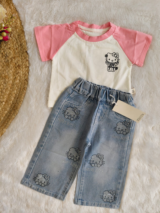 Hello kitty breeze denim set pink