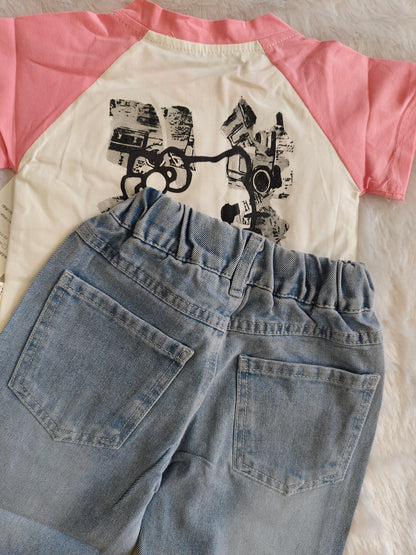 Hello kitty breeze denim set pink