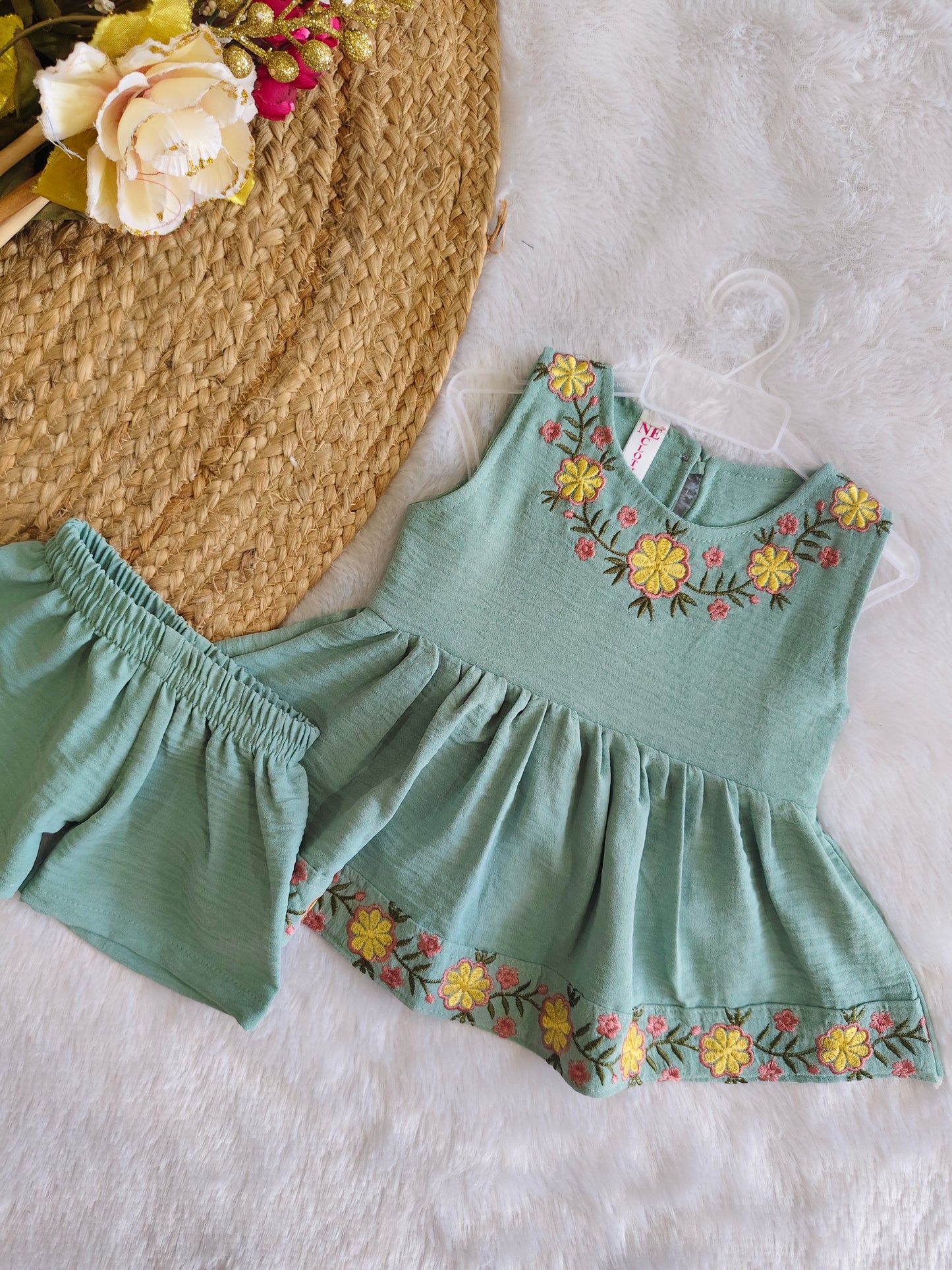 Peachy Garden Charm frock with (shorts)