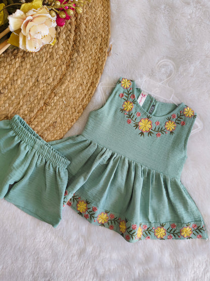 Peachy Garden Charm frock with (shorts)