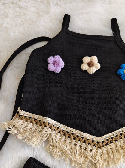 PetalTassel flower set with trendy sling bag
