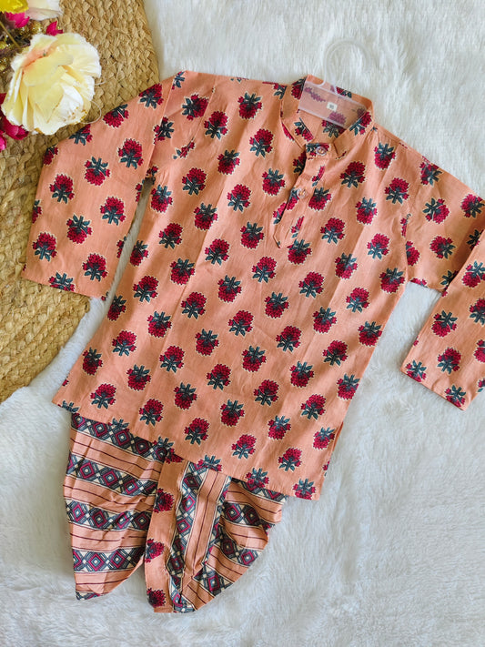 The Peach Blossom Dhoti Set