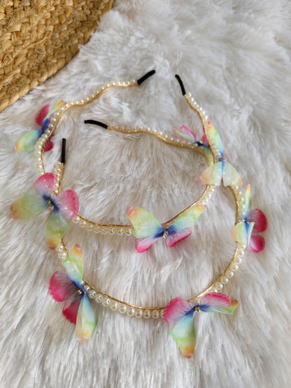 Rainbow Pearl butterfly Headband