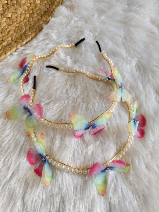 Rainbow Pearl butterfly Headband