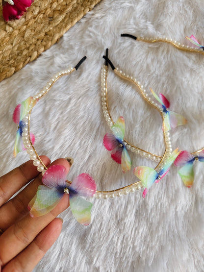 Rainbow Pearl butterfly Headband