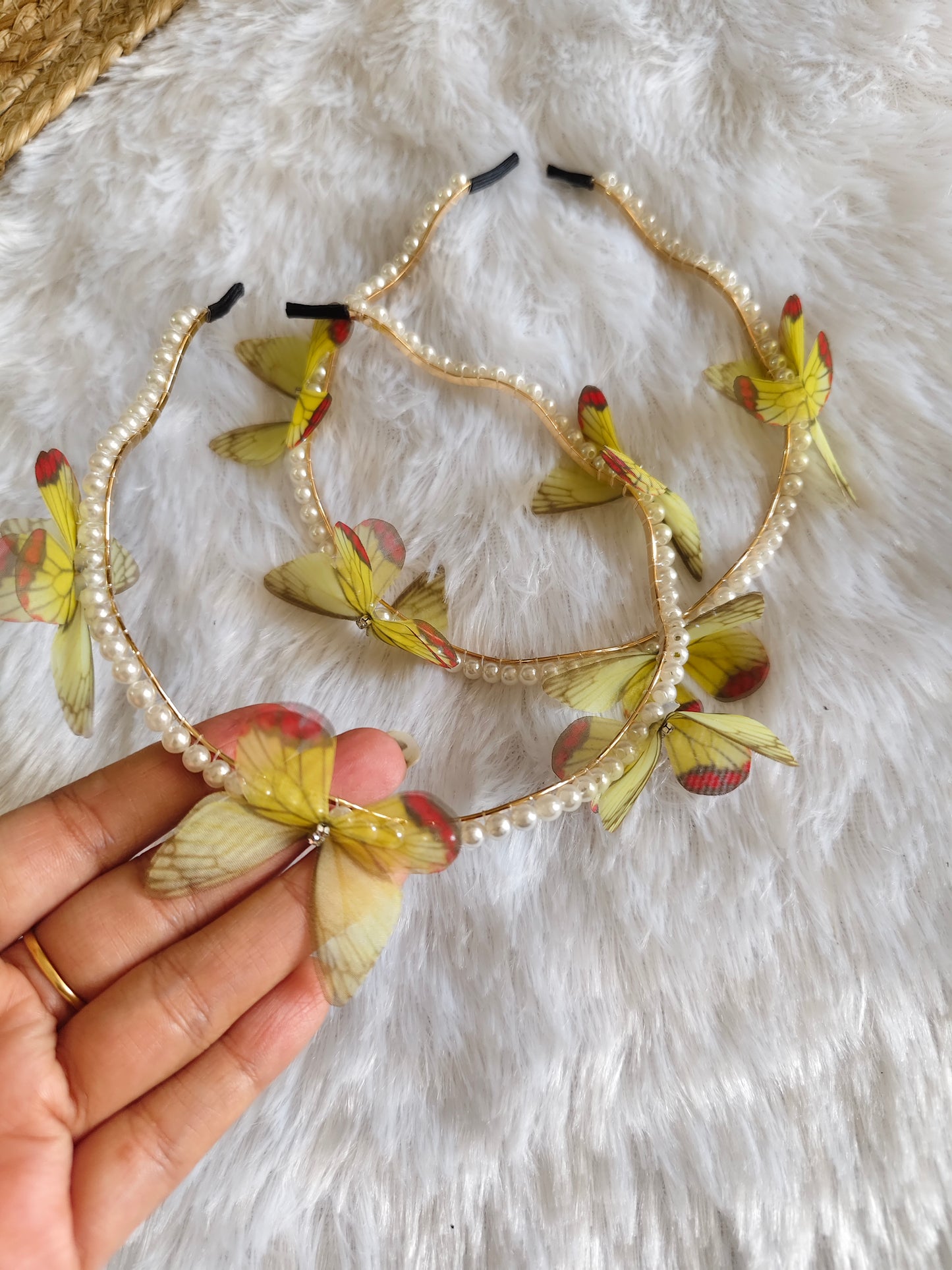 Rainbow Pearl butterfly Headband