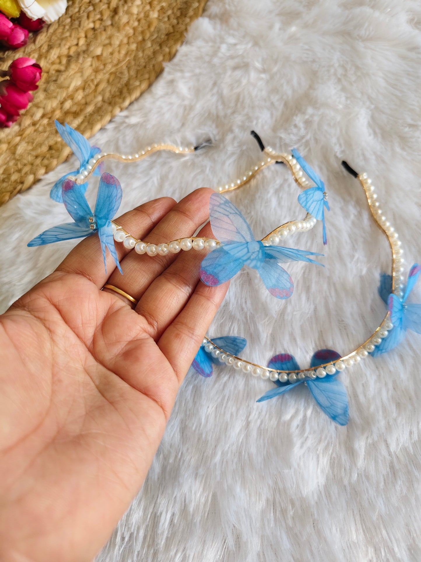 Rainbow Pearl butterfly Headband