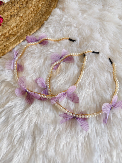 Rainbow Pearl butterfly Headband