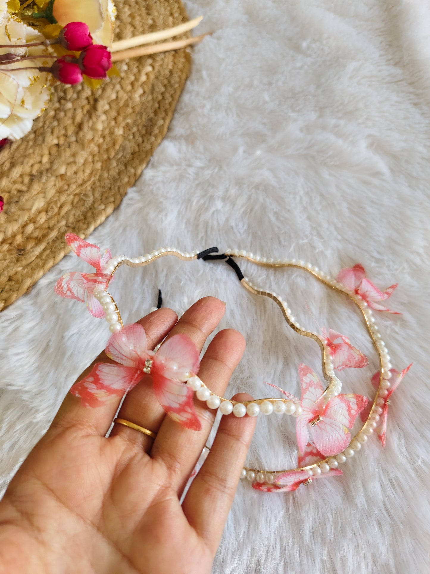 Rainbow Pearl butterfly Headband