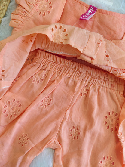 Peach Blossom Co-ord Set (3/4 pants)