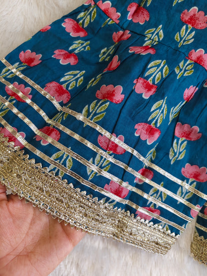 Teal Blossom Sharara Set