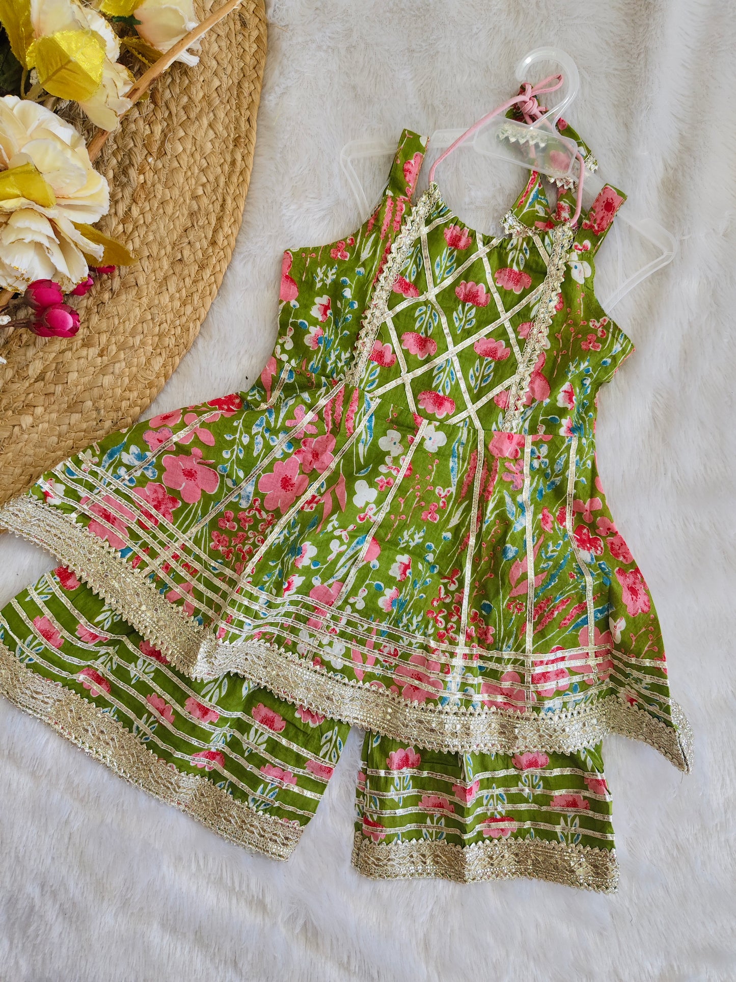 Olive Blossom Sharara Set