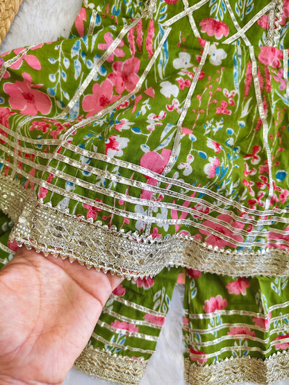 Olive Blossom Sharara Set