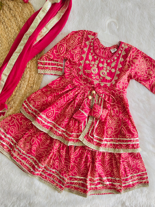 Bandhej Anarkali ethnic set