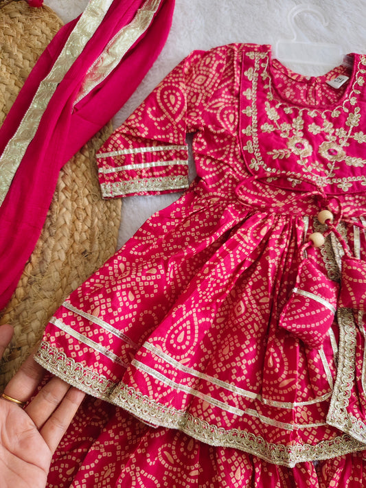 Bandhej Anarkali ethnic set