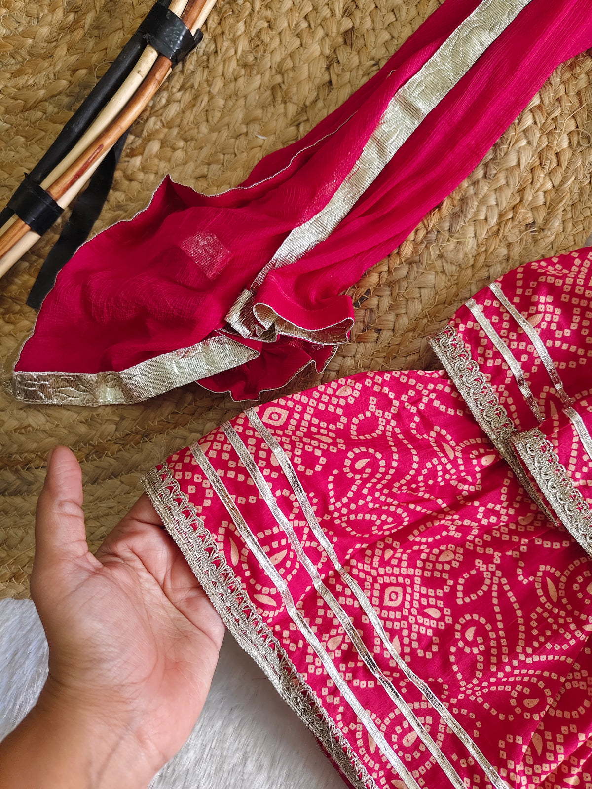 Bandhej Anarkali ethnic set