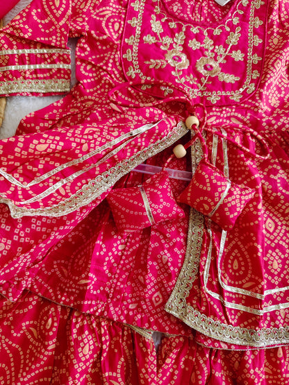 Bandhej Anarkali ethnic set
