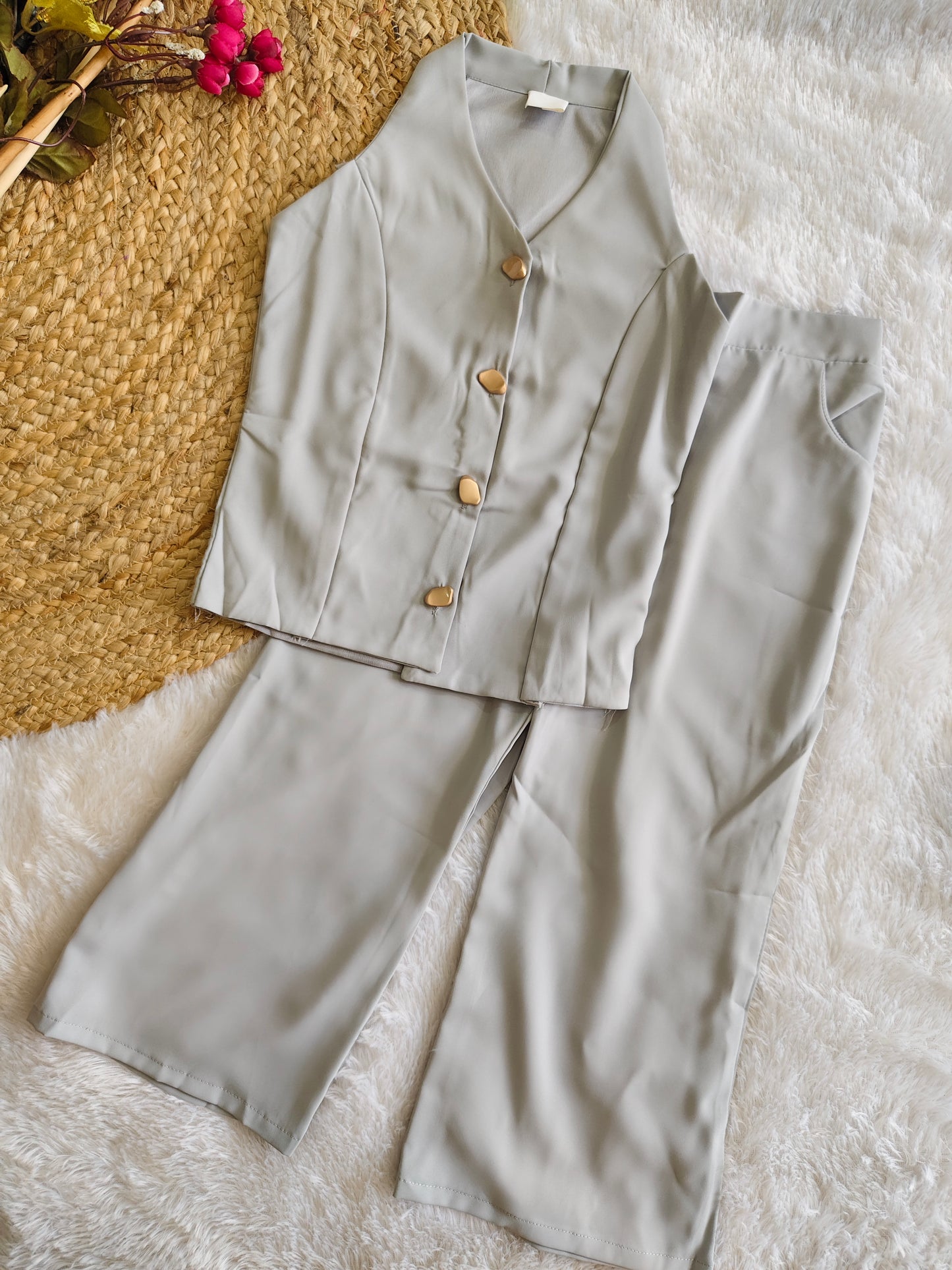 Grey Halter Pantsuit