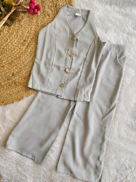 Grey Halter Pantsuit