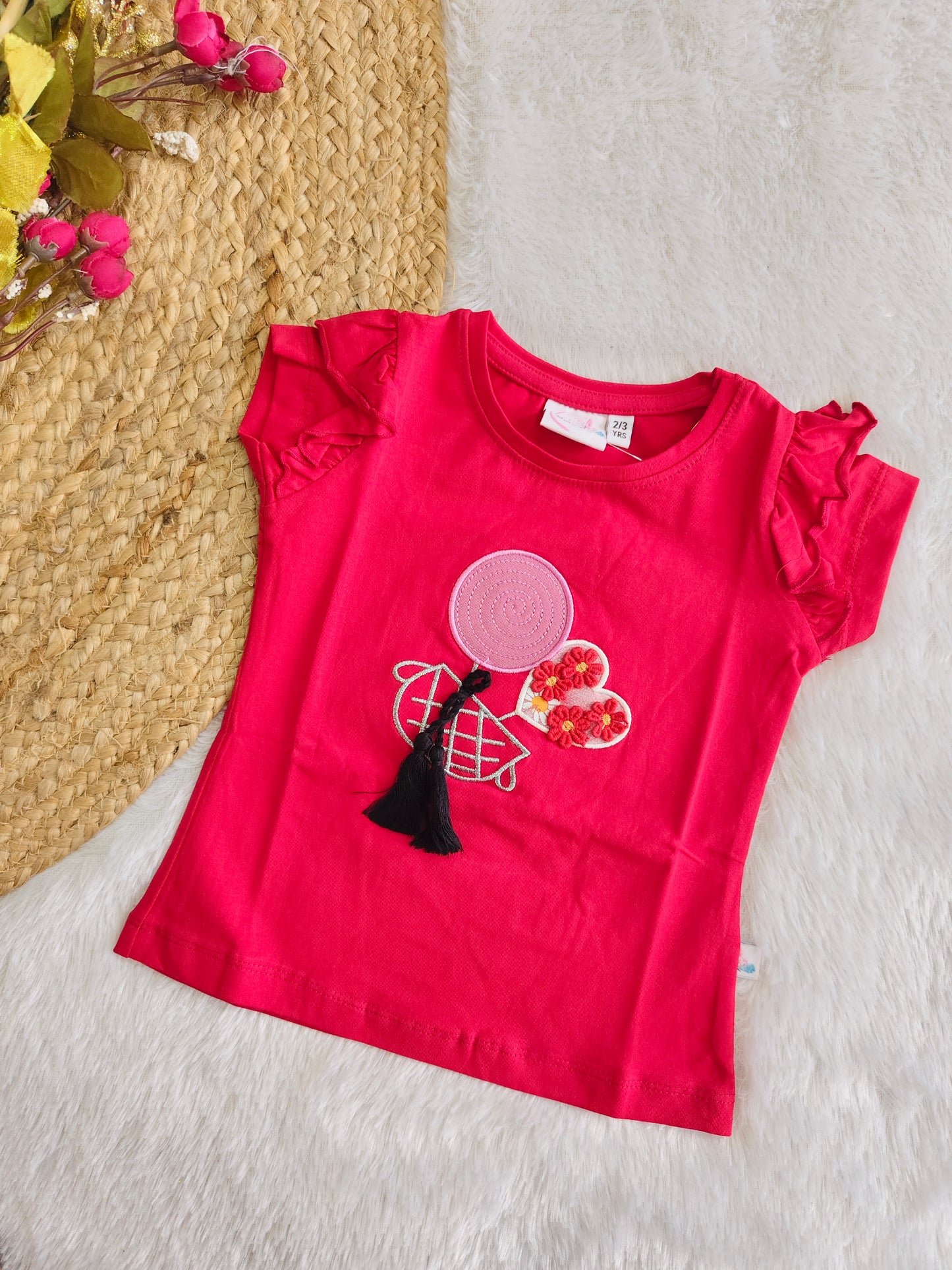 Hot Pink Balloon Flutter Top