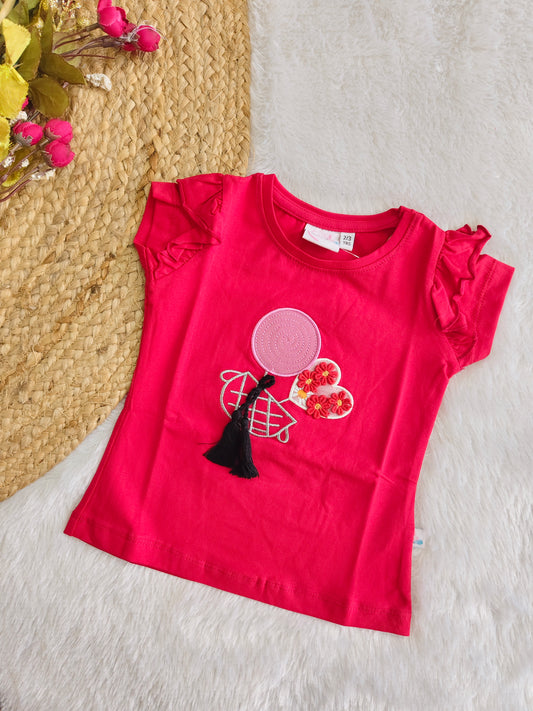 Hot Pink Balloon Flutter Top