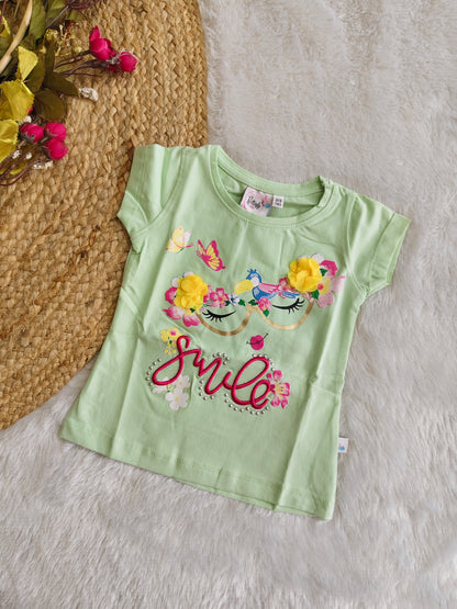 Minty Floral "Smile" Tee