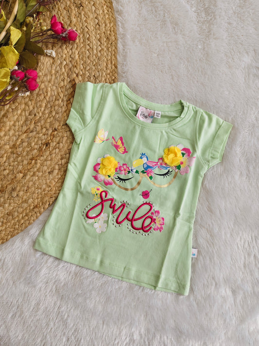 Minty Floral "Smile" Tee