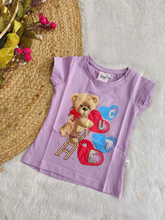 Lavender "Cute" Teddy Tee