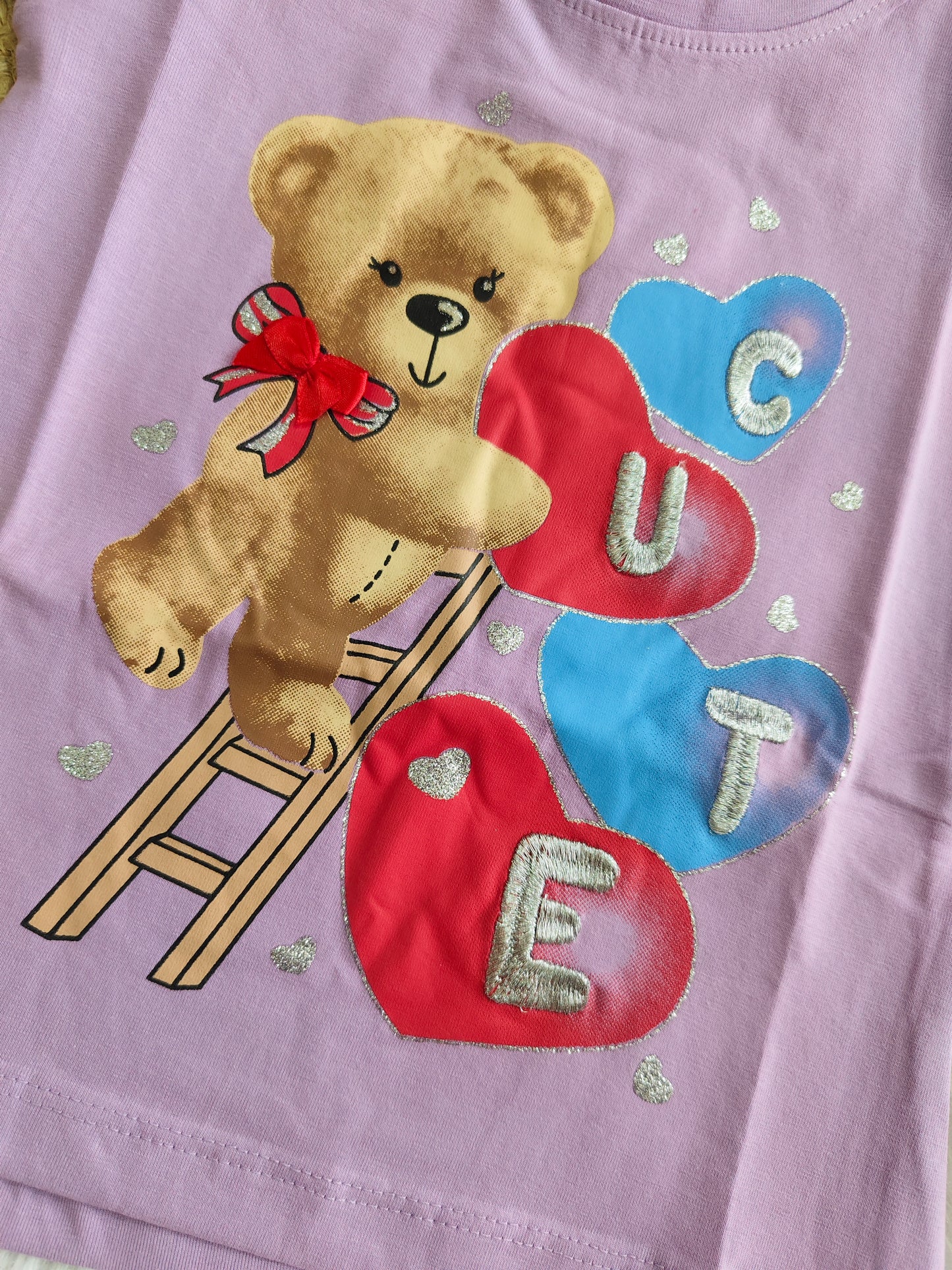Lavender "Cute" Teddy Tee